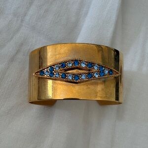 Gold and Blue Stone Cuff Bracelet